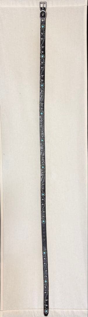 美品⭐️HTC⭐️ナローベルト⭐️フラワーターコイズ⭐️ブラックレザー(茶芯)⭐️34