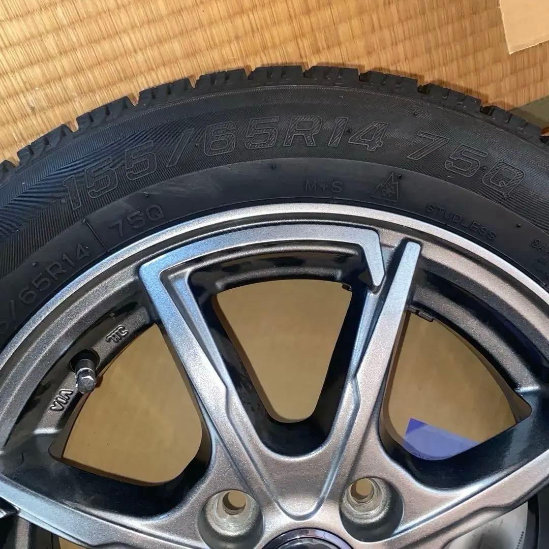 スタッドレスホイール付き4本★155/65R14 75Q★直接引取り可能な方限定
