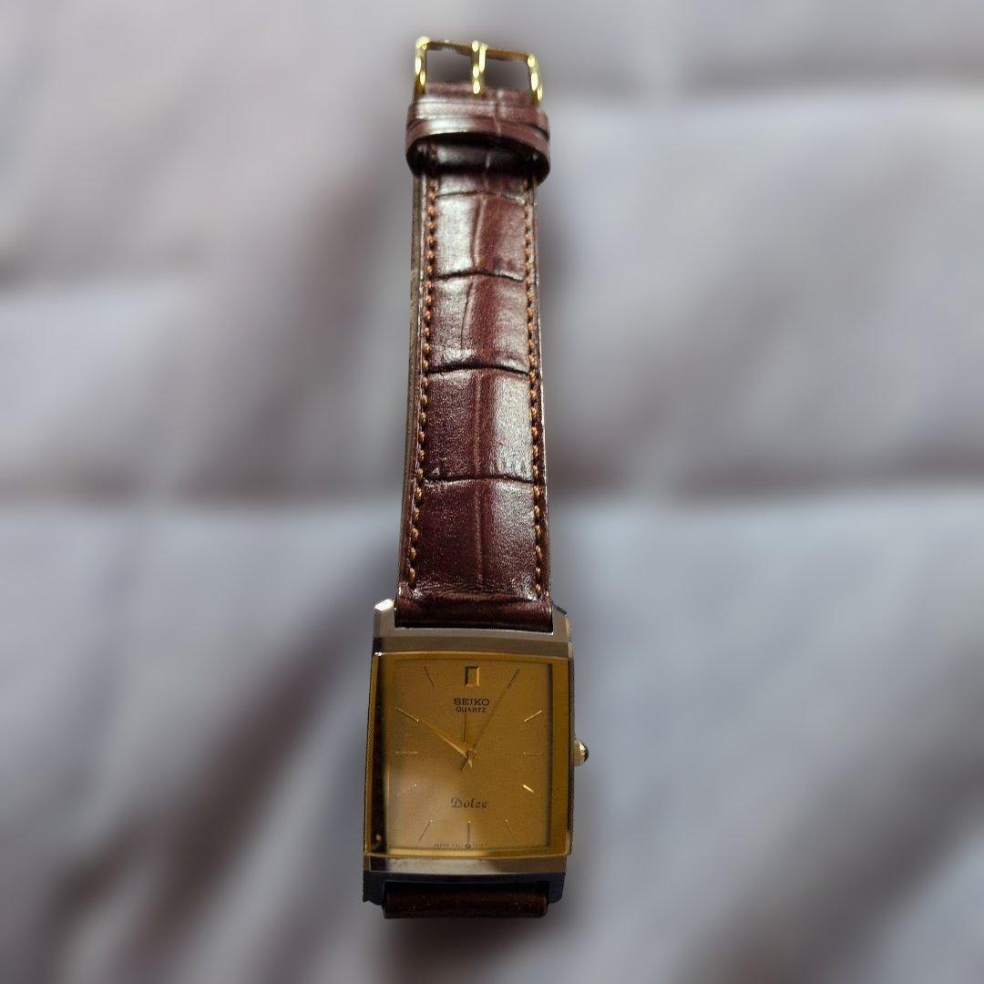 希少美品 稼動品 SEIKO Dolce 腕時計 スクエア型 ゴールド レザー