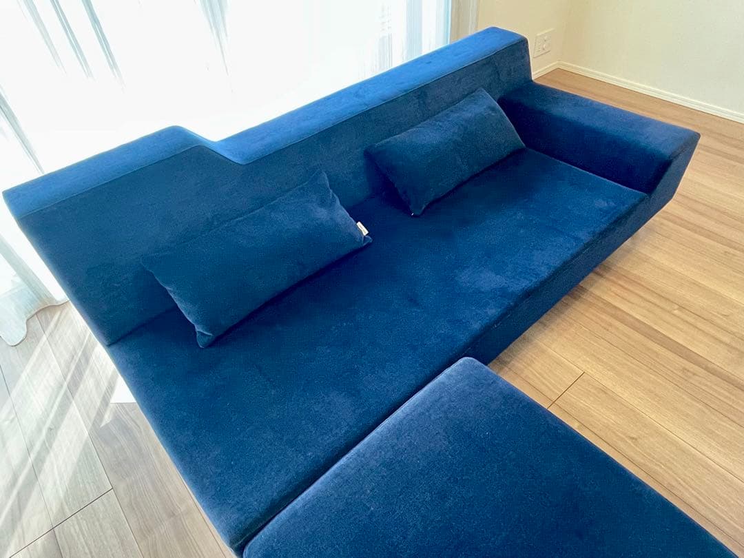 【最安値】フランネルソファ シエスタ 2.5人掛け ネイビー