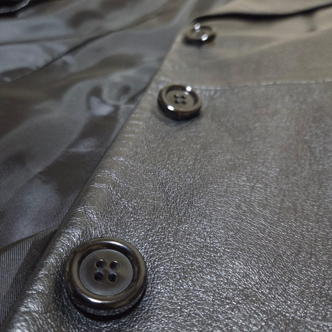 【美品】INED 羊革 ラムレザー ベルト付 Aライン ロングコート 黒 M