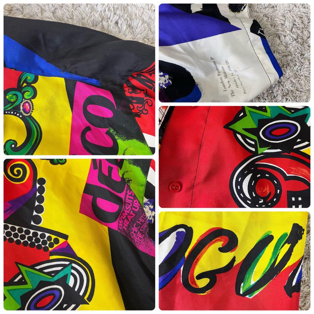 希少【イタリア製】ヴェルサーチ シルク100 VOGUE 総柄 金ボタン シャツ