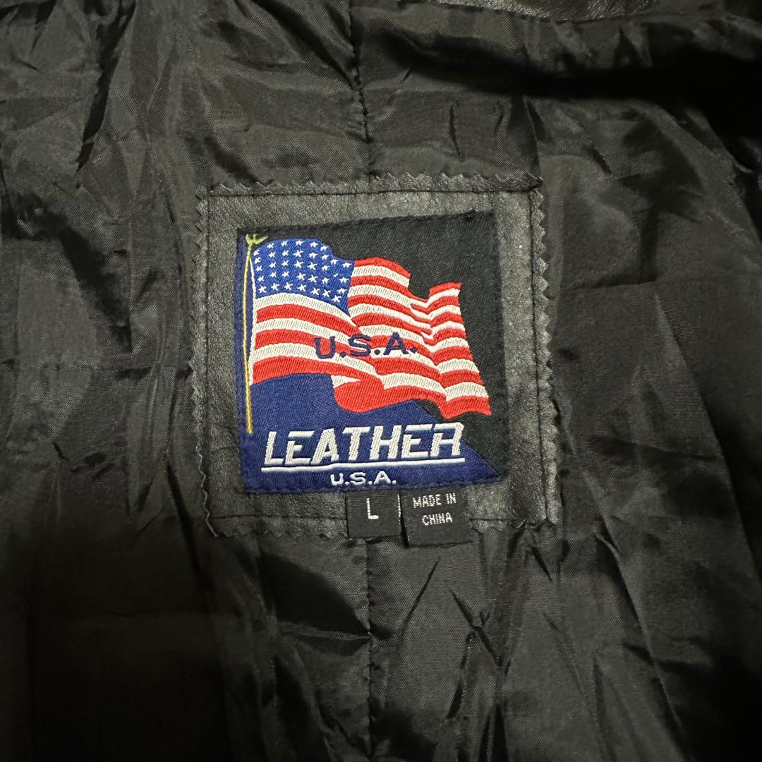 希少 90s~00s 2トーン 切り替え レザー スポーツジャケット カーコート