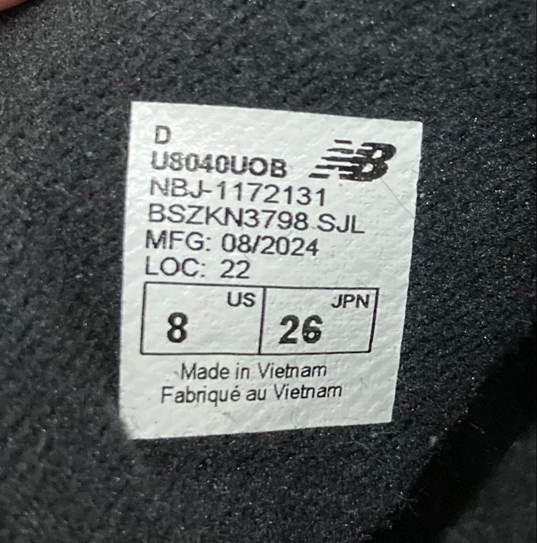 【完売品】New Balance U8040UOB BLACK 26センチ