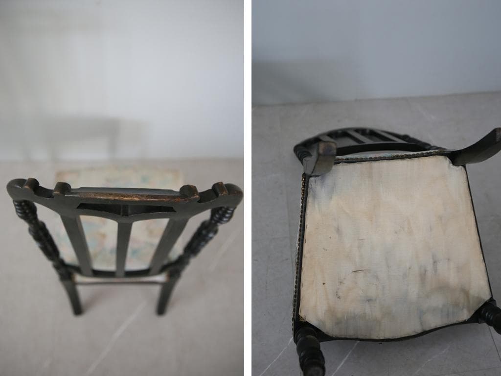 フランスアンティーク木製ナポレオンチェア/黒色ダイニングイス椅子(90-191)