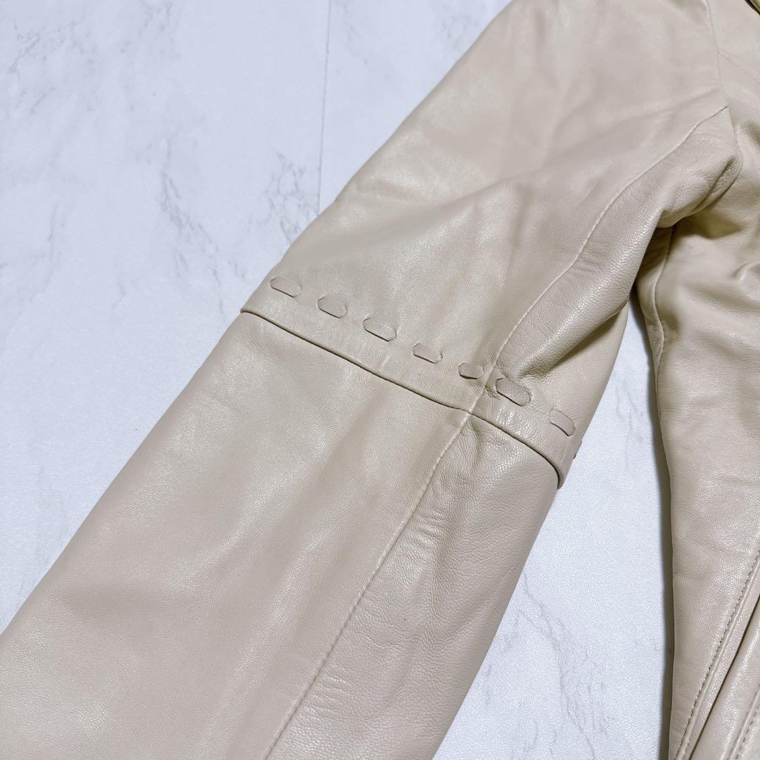 BALMAIN ラムレザー　ジャケット　アイボリー