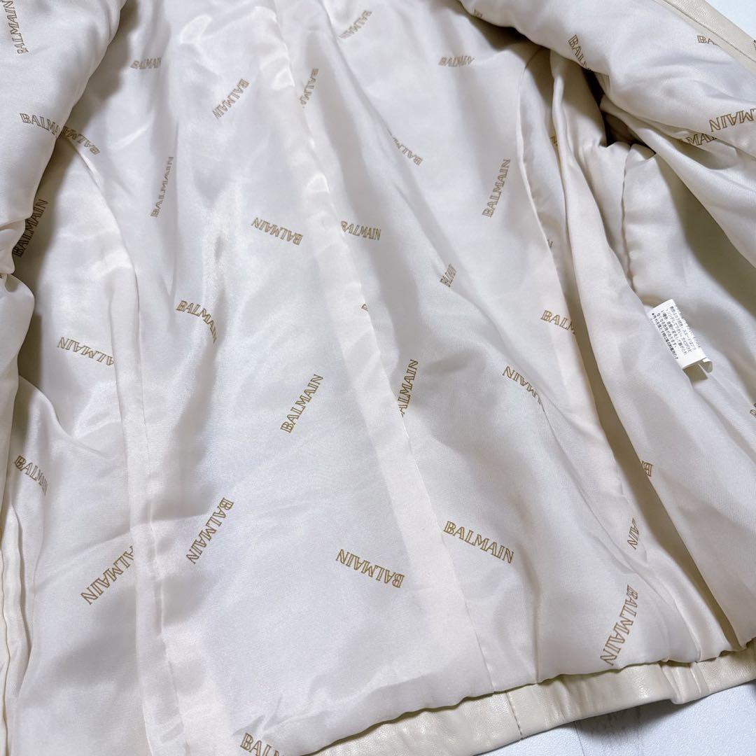 BALMAIN ラムレザー　ジャケット　アイボリー