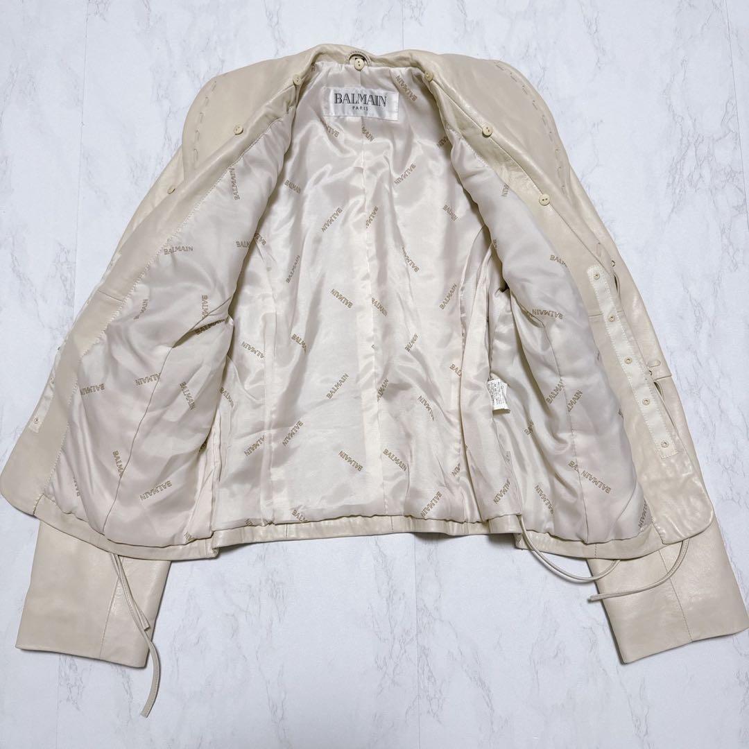 BALMAIN ラムレザー　ジャケット　アイボリー