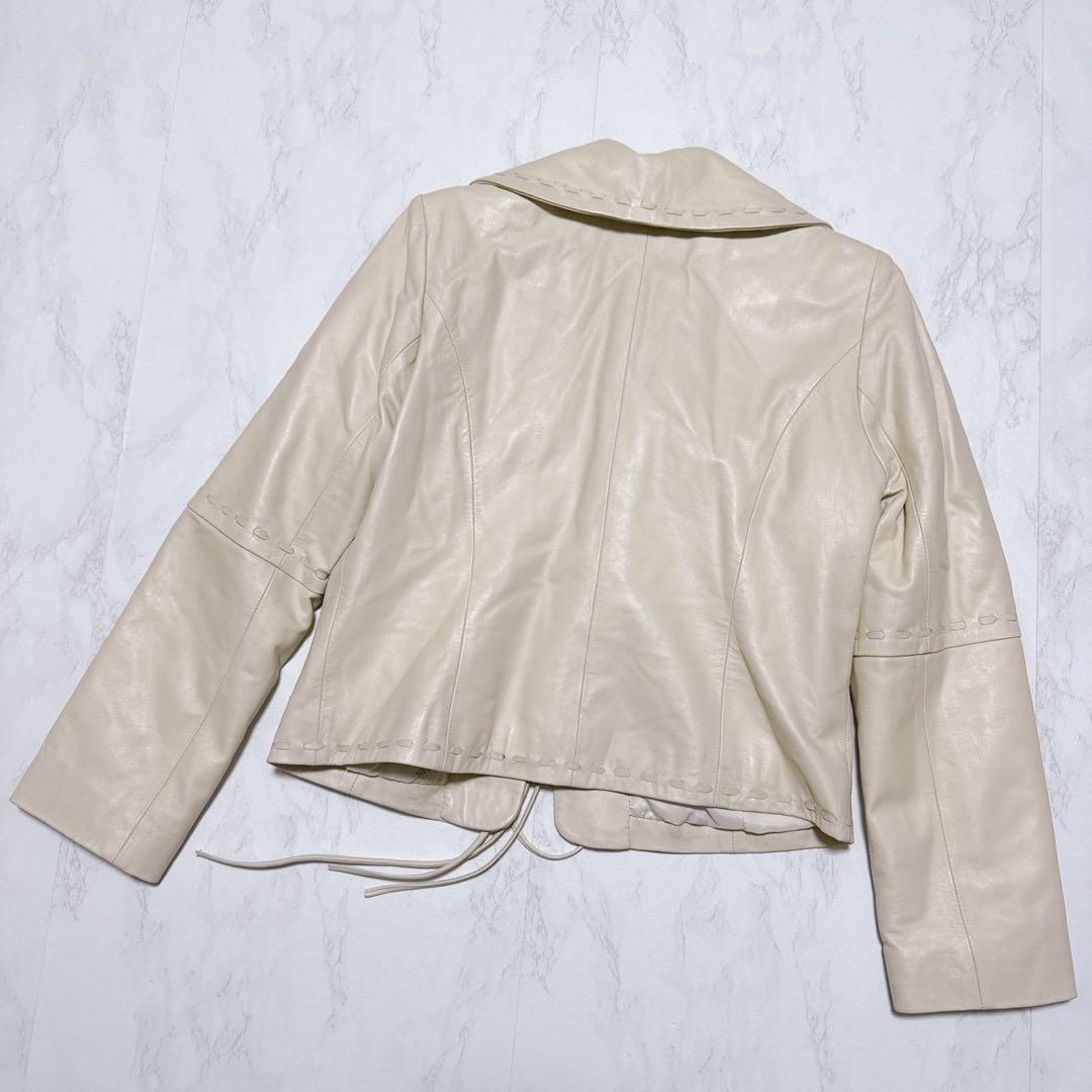 BALMAIN ラムレザー　ジャケット　アイボリー