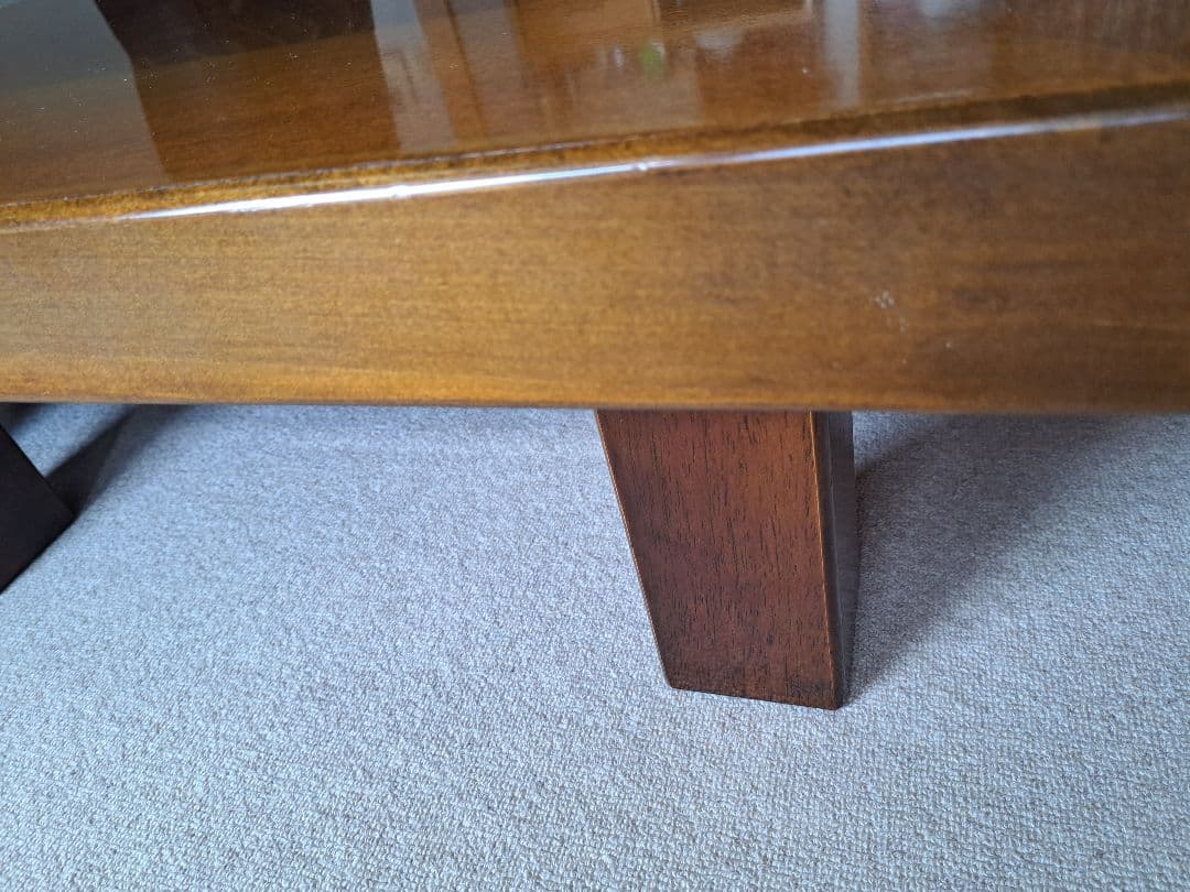 2回使用　木製座卓 光沢仕上げ 茶色