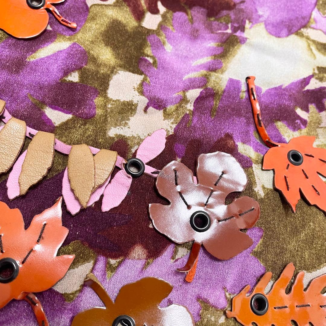 珍品❤️プラダ PRADA シルク 総柄 レザー ボタニカル 総柄