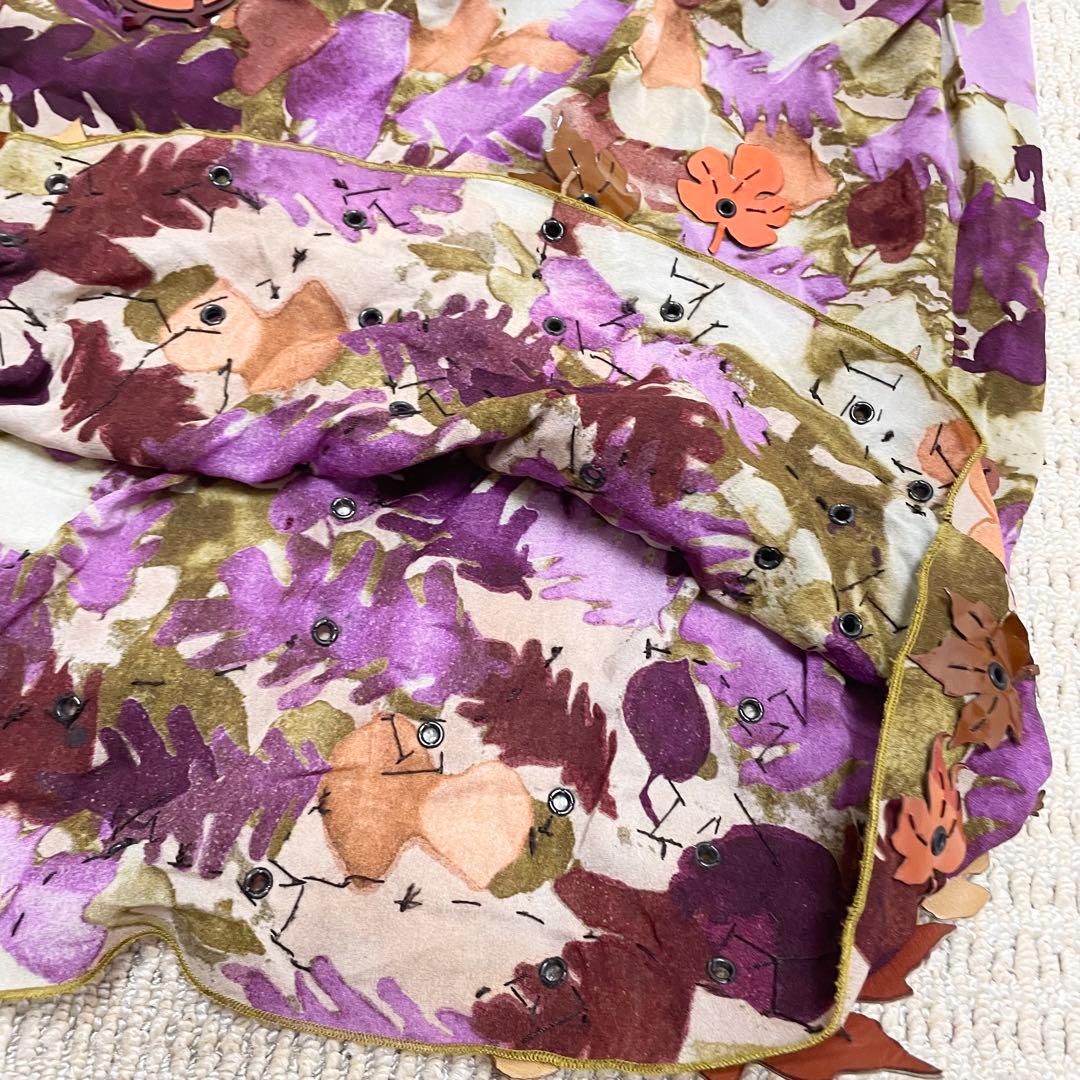 珍品❤️プラダ PRADA シルク 総柄 レザー ボタニカル 総柄