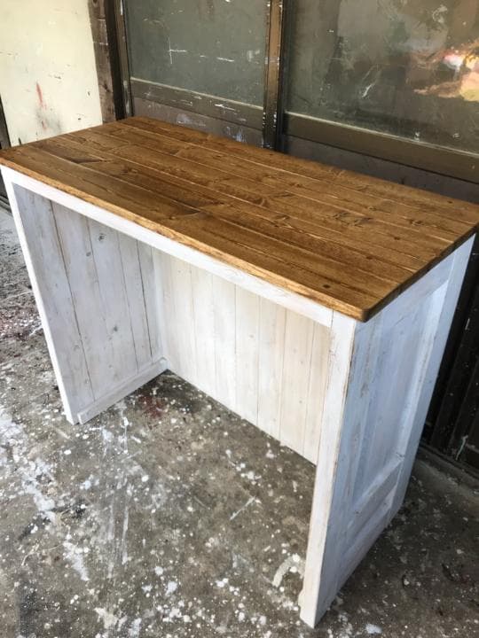 受注製作☆ホワイトシャビーカウンターテーブル【1200】カントリー調☆