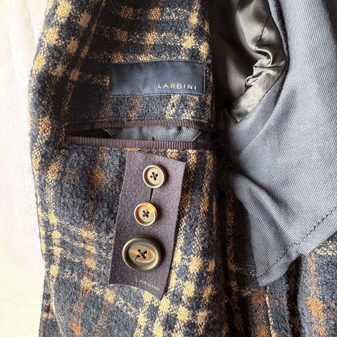 LARDINI ラルディーニ チェック チェスターコート ウール ガウン 50