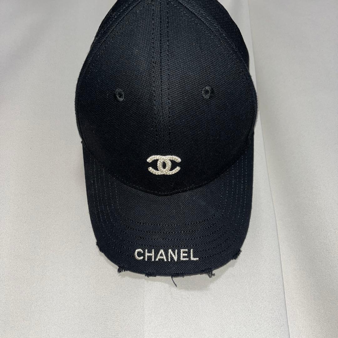 CHANEL ブラックキャップ ベースボールキャップ