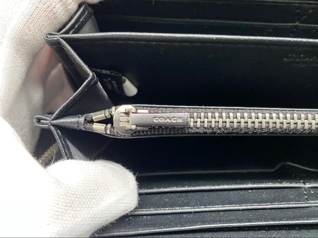 ★【美品】コーチ 長財布 シグネチャー アコーディオン F58113 BLK