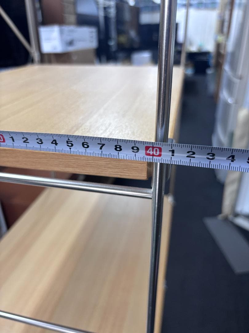 【中古】無印良品　ステンレスユニットシェルフ　オーク材棚セット