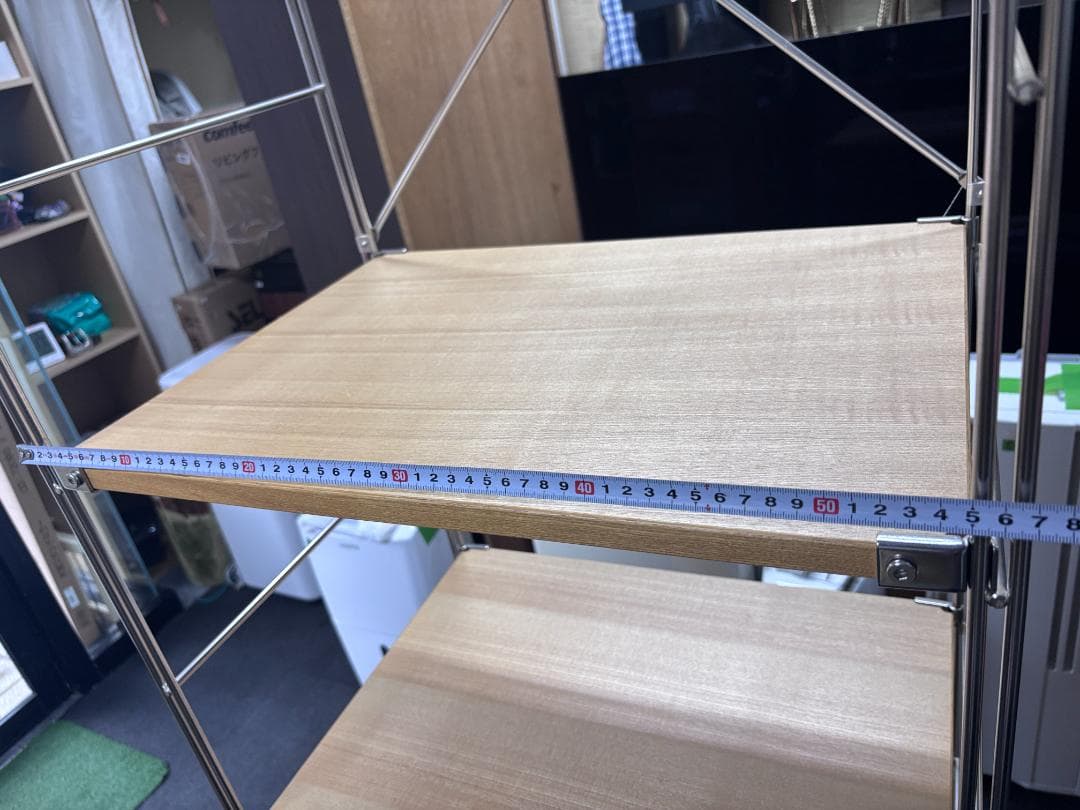 【中古】無印良品　ステンレスユニットシェルフ　オーク材棚セット
