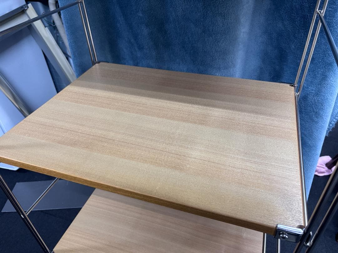 【中古】無印良品　ステンレスユニットシェルフ　オーク材棚セット