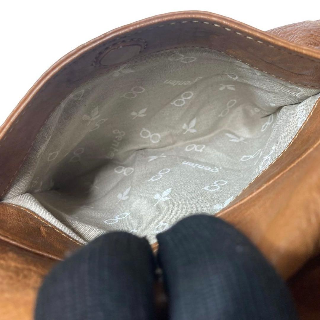 genten　ウールシープ本革　メッセンジャーバッグ　クロスボディ　飴色ブラウン