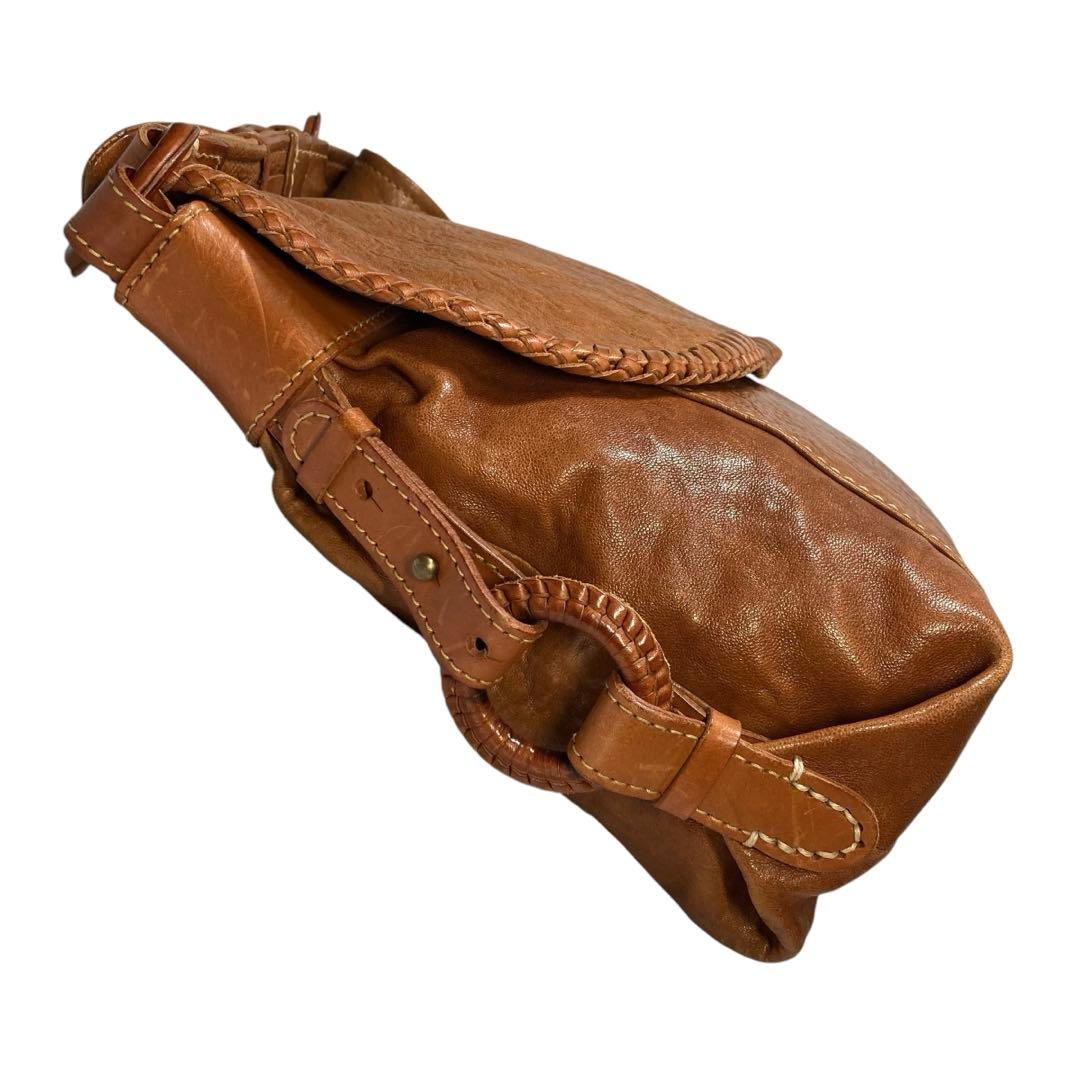 genten　ウールシープ本革　メッセンジャーバッグ　クロスボディ　飴色ブラウン