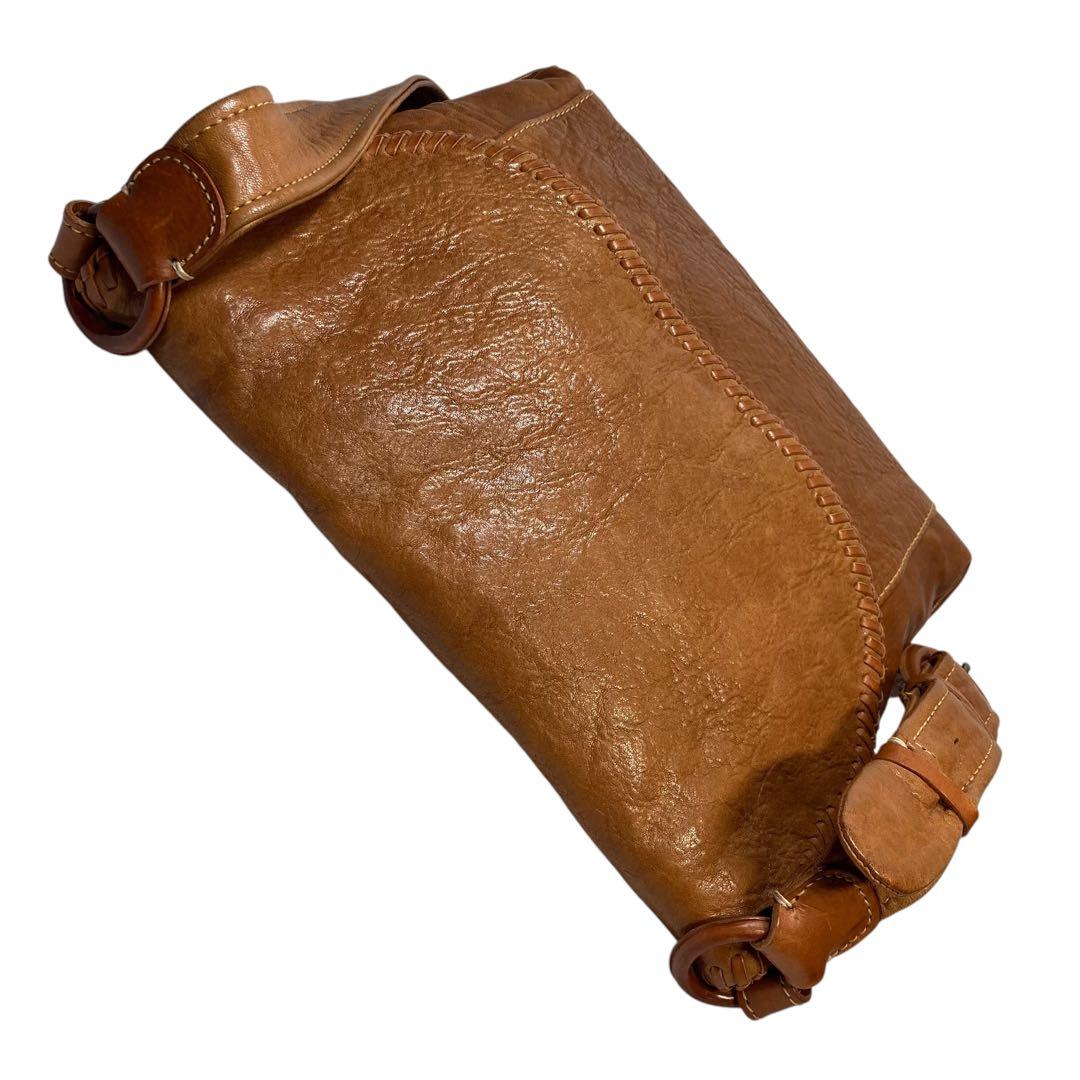 genten　ウールシープ本革　メッセンジャーバッグ　クロスボディ　飴色ブラウン