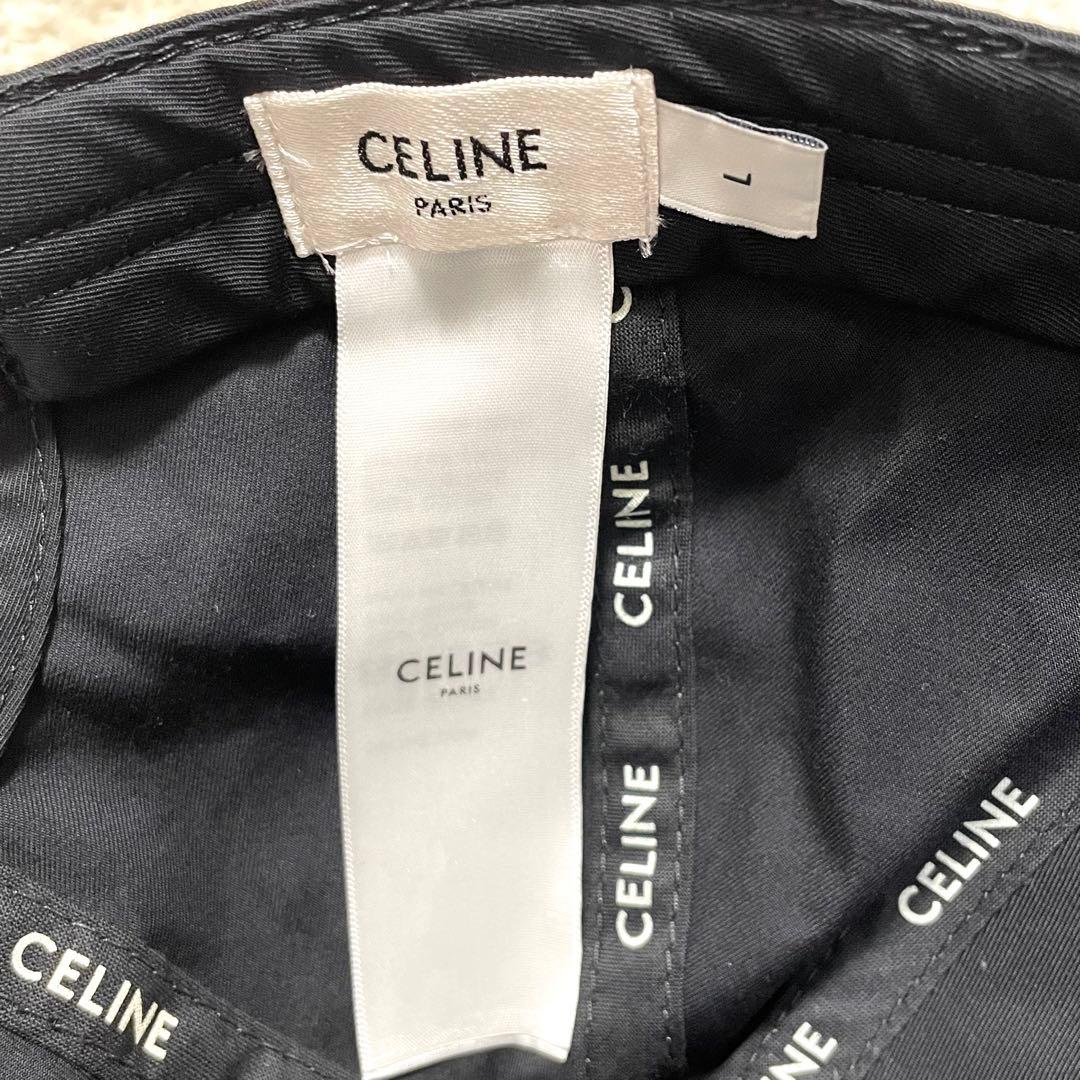 美品 CELINE セリーヌ Cイニシャルパッチ コットンベースボールキャップ
