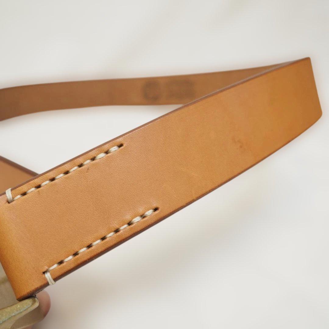 天神ワークス レザーベルト ベージュ 34インチ 80-90センチ