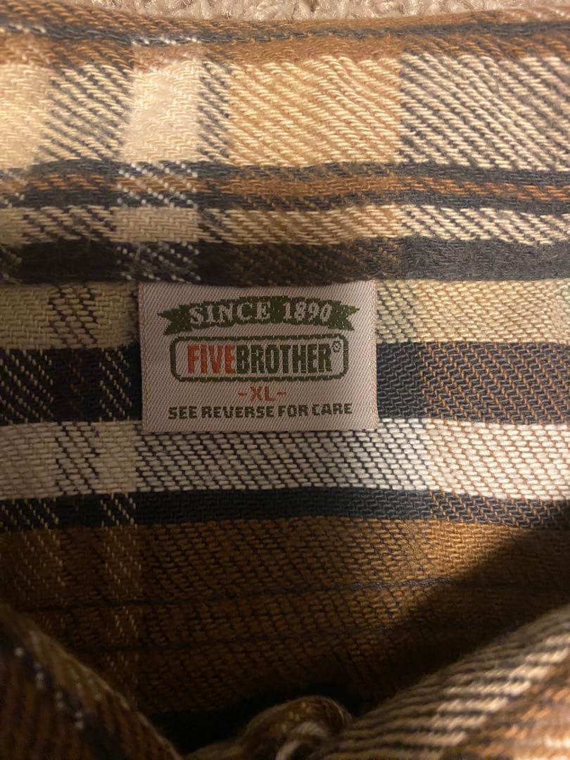 超好配色90sFIVE BROTHER ファイブブラザーチェックネルシャツ XL