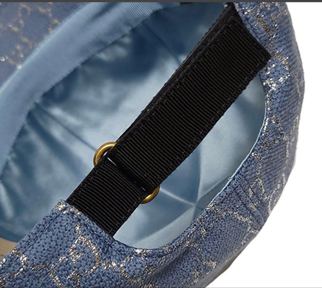 【美品】GUCCI ラメ GG柄 キャップ XL メンズ ユニセックス ブルー