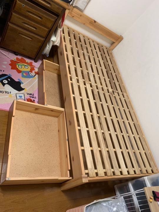 ウッドタイプ シングルベッド 木製 マットレス付き