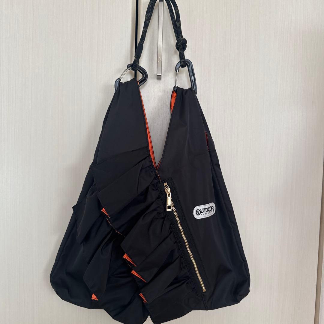 OUTDOOR ティアードトートフリルバッグ ブラック