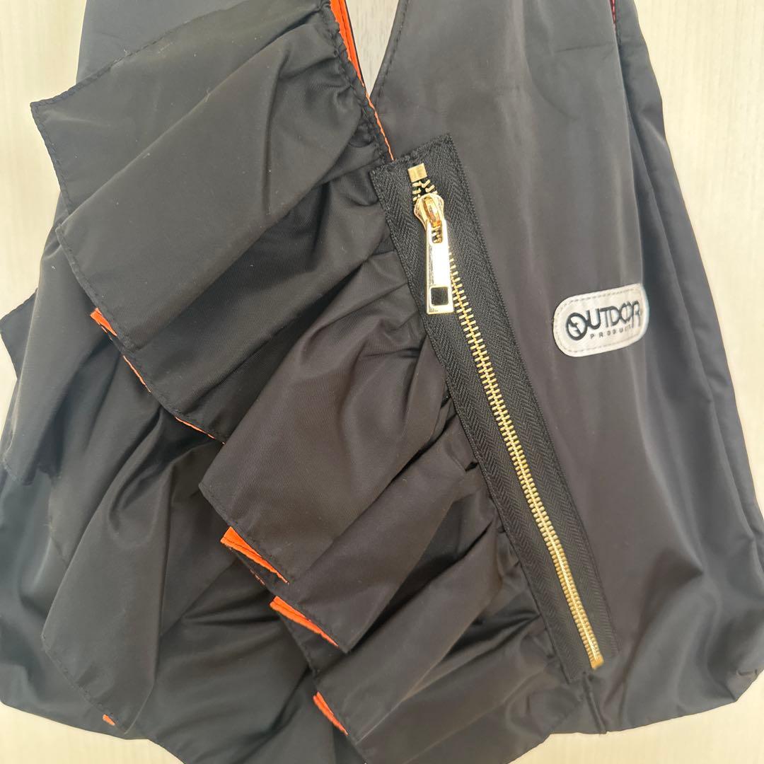 OUTDOOR ティアードトートフリルバッグ ブラック