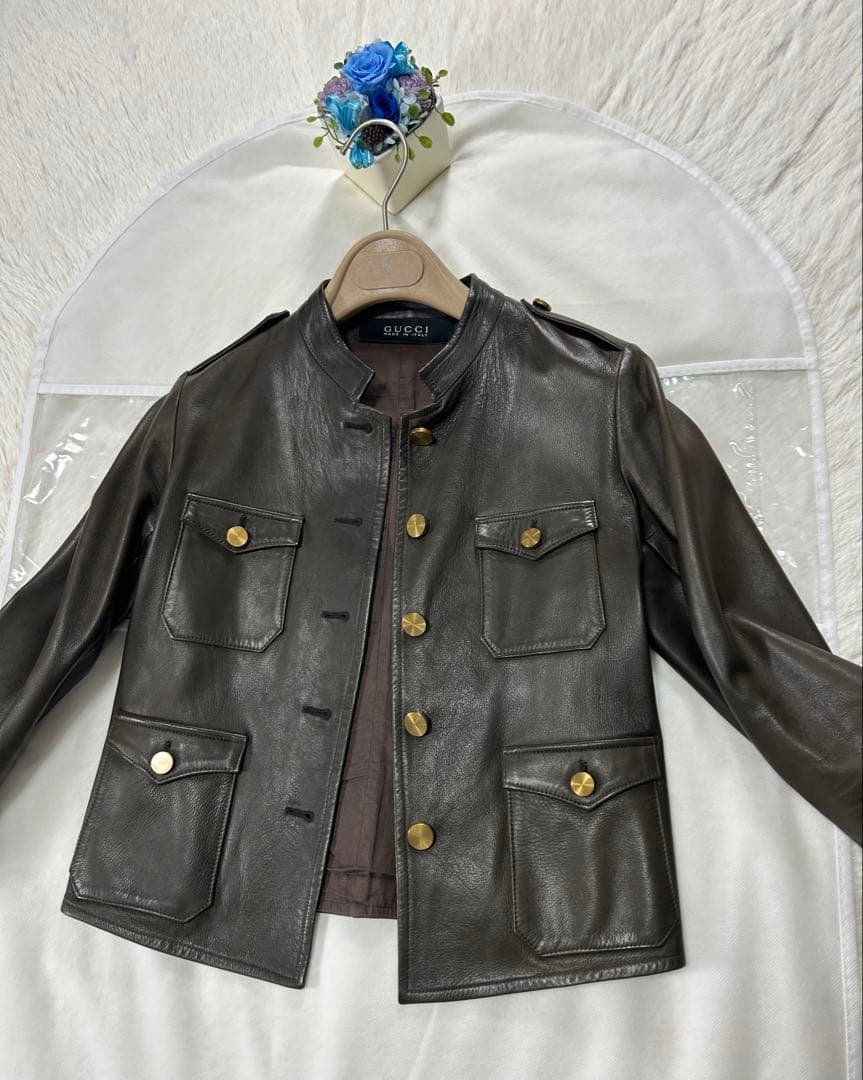 GUCCI ヴィンテージ ショートスリーブ レザージャケット トムフォード期