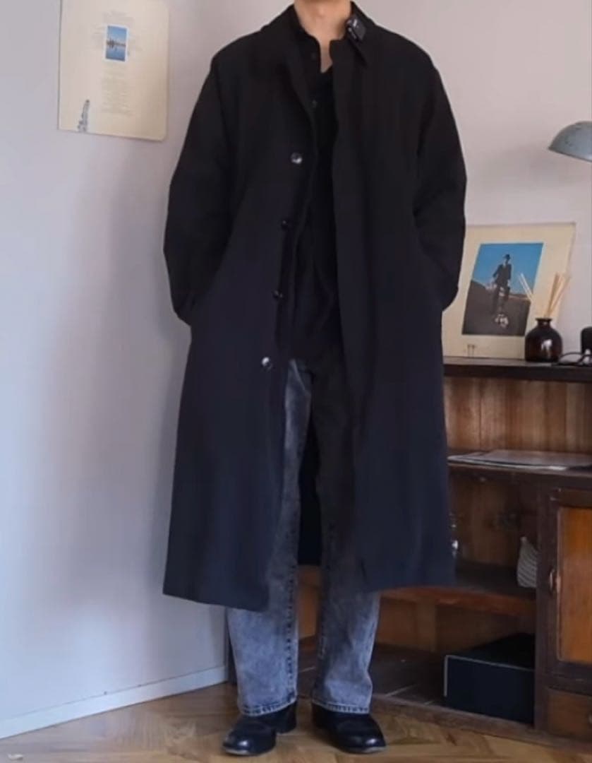 24aw comoli 製品染バルカラーコート 1 ブラック
