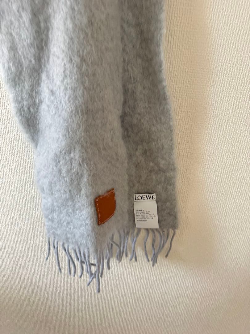 LOEWE グレー マフラー モヘア混紡