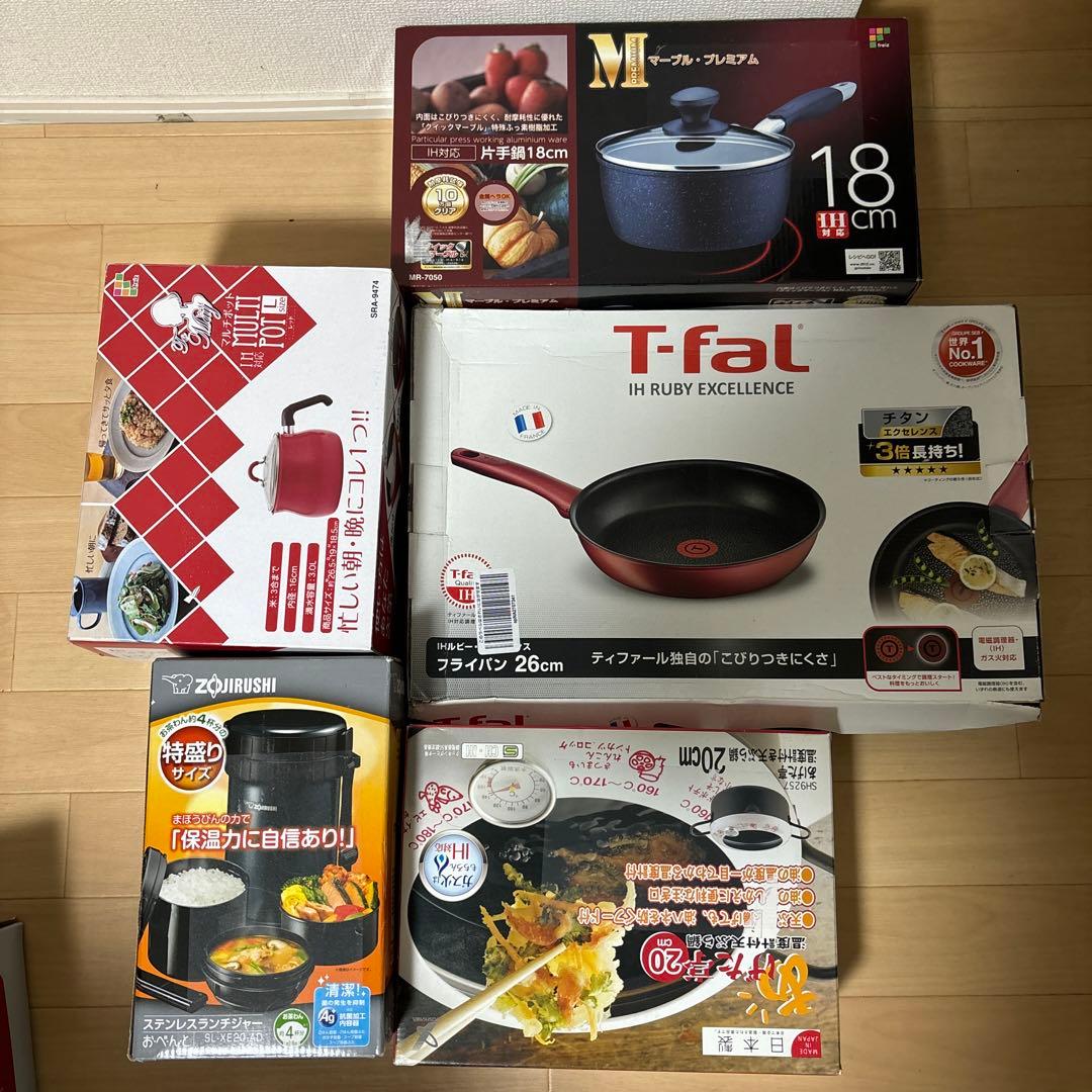 【未使用】フライパン、鍋5点セット