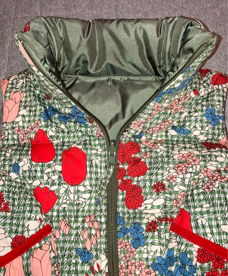 キャシャレル babyjane Cacharel 花柄 リバーシブル 中綿ベスト