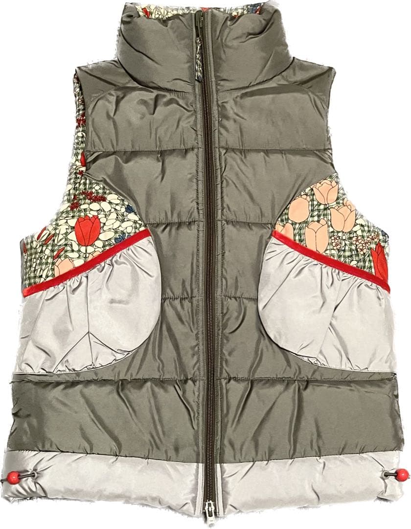 キャシャレル babyjane Cacharel 花柄 リバーシブル 中綿ベスト