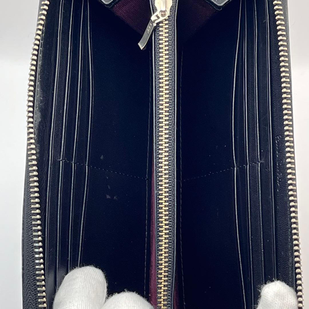 ポールスミス マルチストライプ ラウンドファスナー 長財布 黒