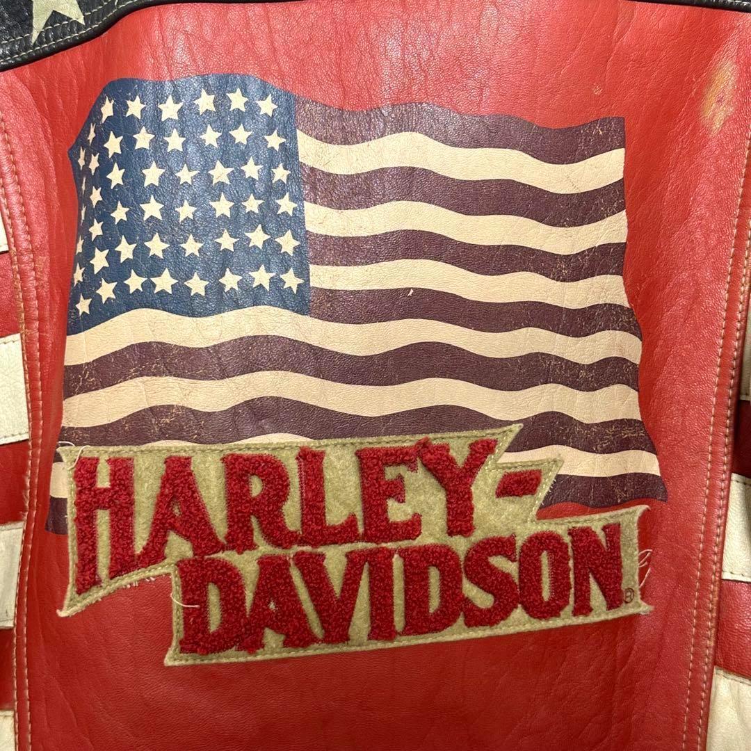 ⭐️90s⭐️HARLEY DAVIDSONライダースジャケット　アメリカ星条旗
