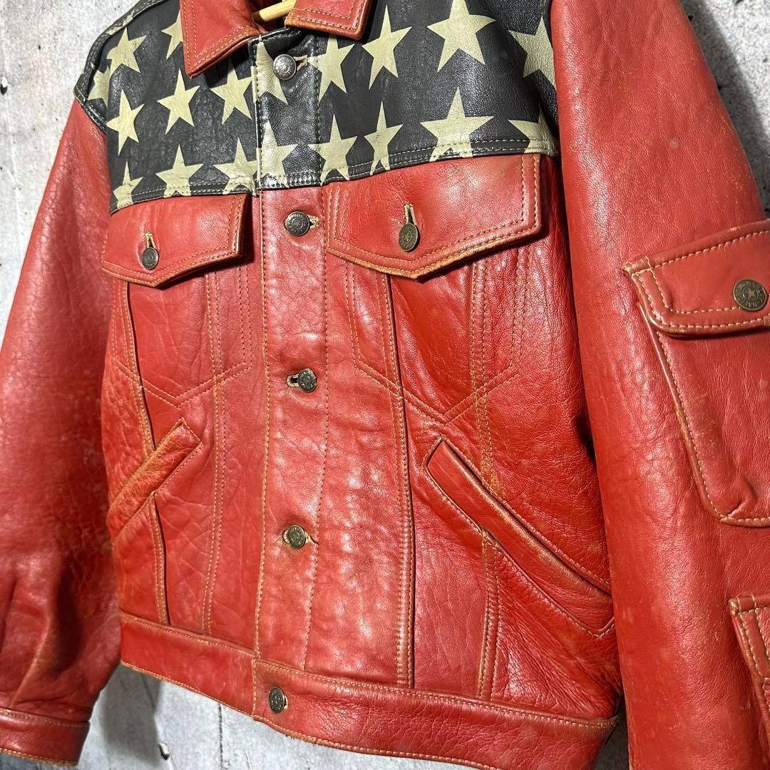 ⭐️90s⭐️HARLEY DAVIDSONライダースジャケット　アメリカ星条旗