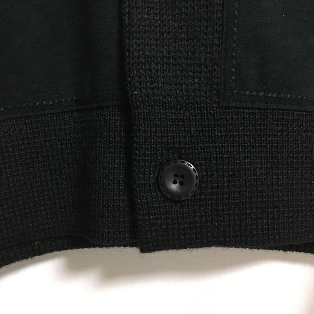 90s〜00s 古着 オープンカラー 襟付きウールカーディガン 異素材切替 黒