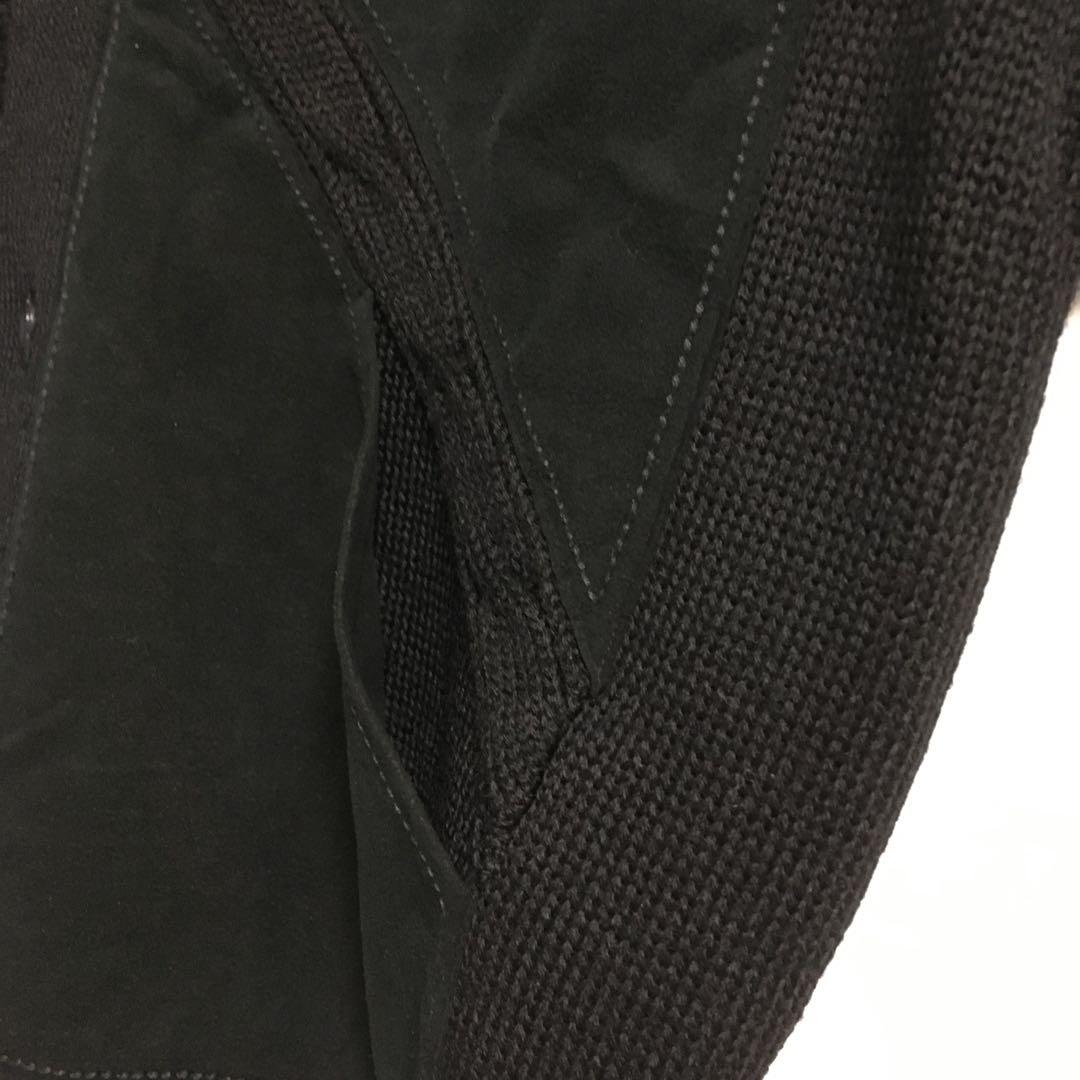 90s〜00s 古着 オープンカラー 襟付きウールカーディガン 異素材切替 黒