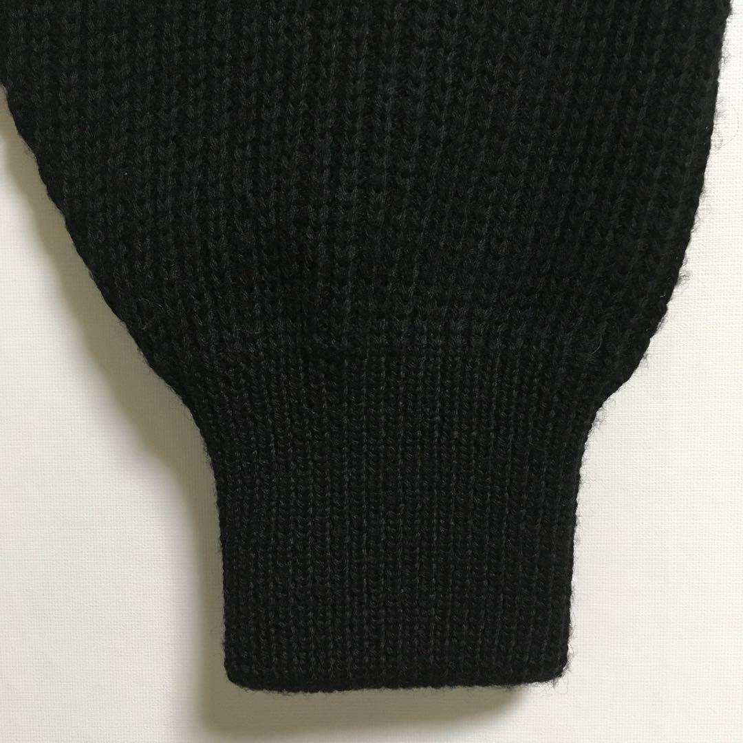 90s〜00s 古着 オープンカラー 襟付きウールカーディガン 異素材切替 黒