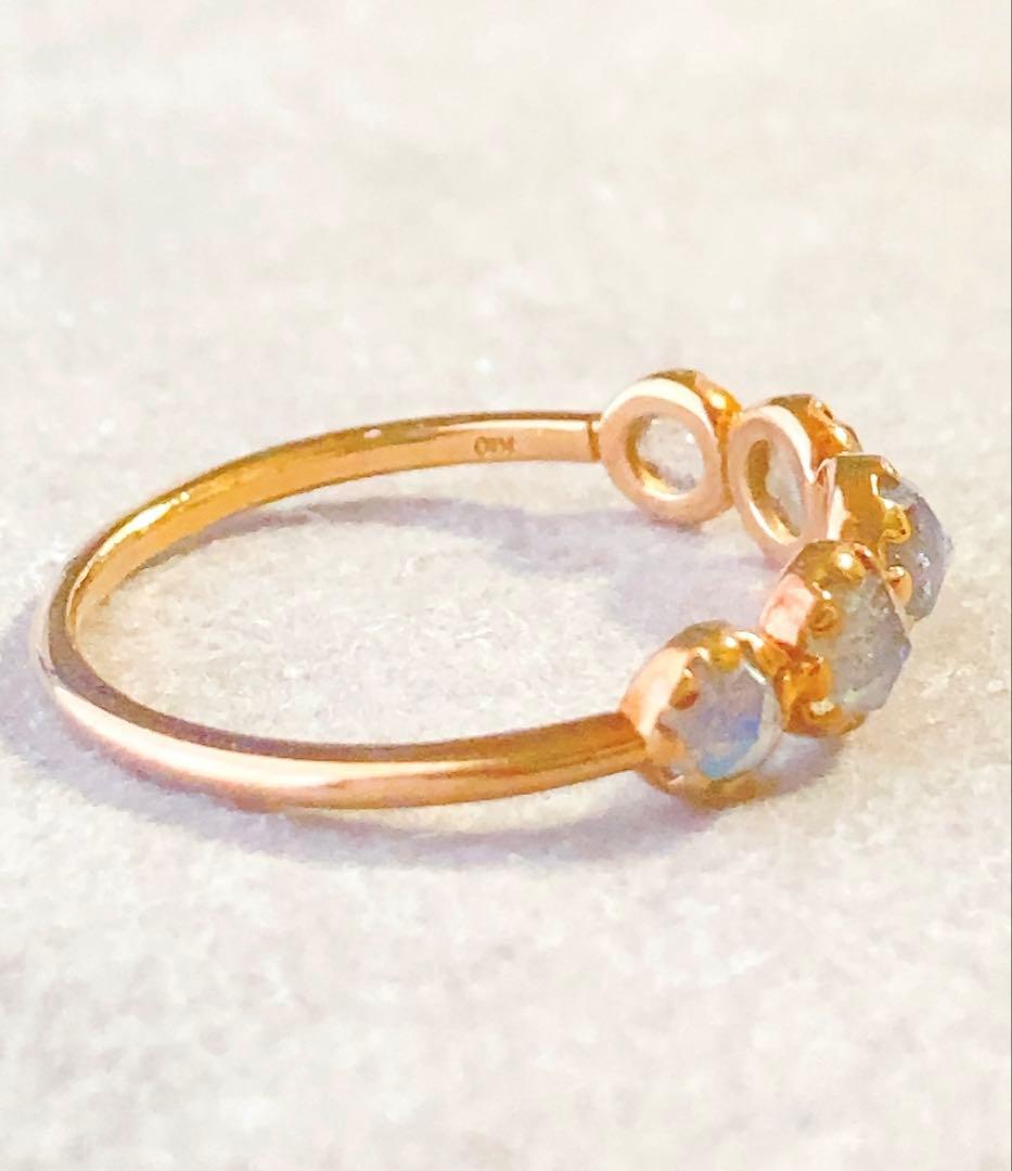 ageteアガット 11号 マルチ カラー ストーンK10 ゴールド リング