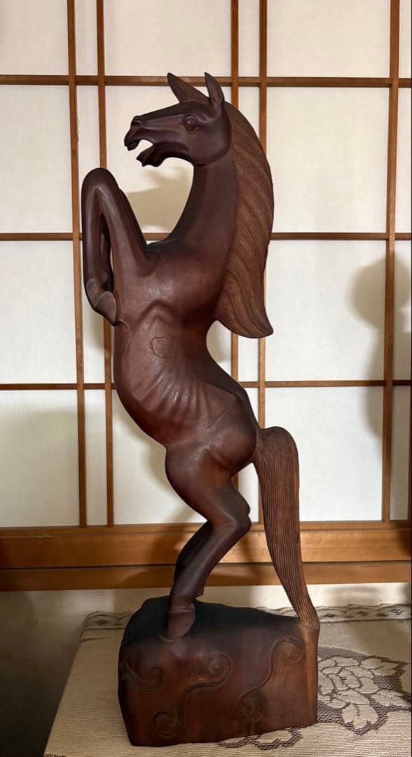 木製　置物　馬　ウマ