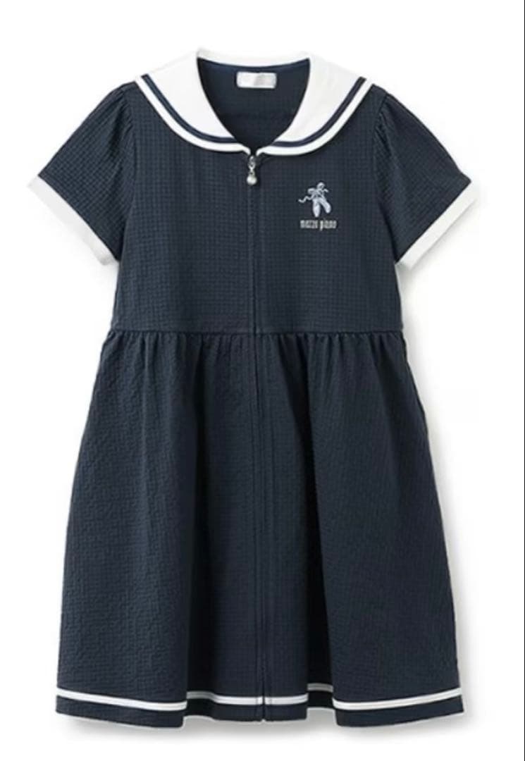 セーラーカラーギンガムチェック前開きワンピース　メゾピアノ