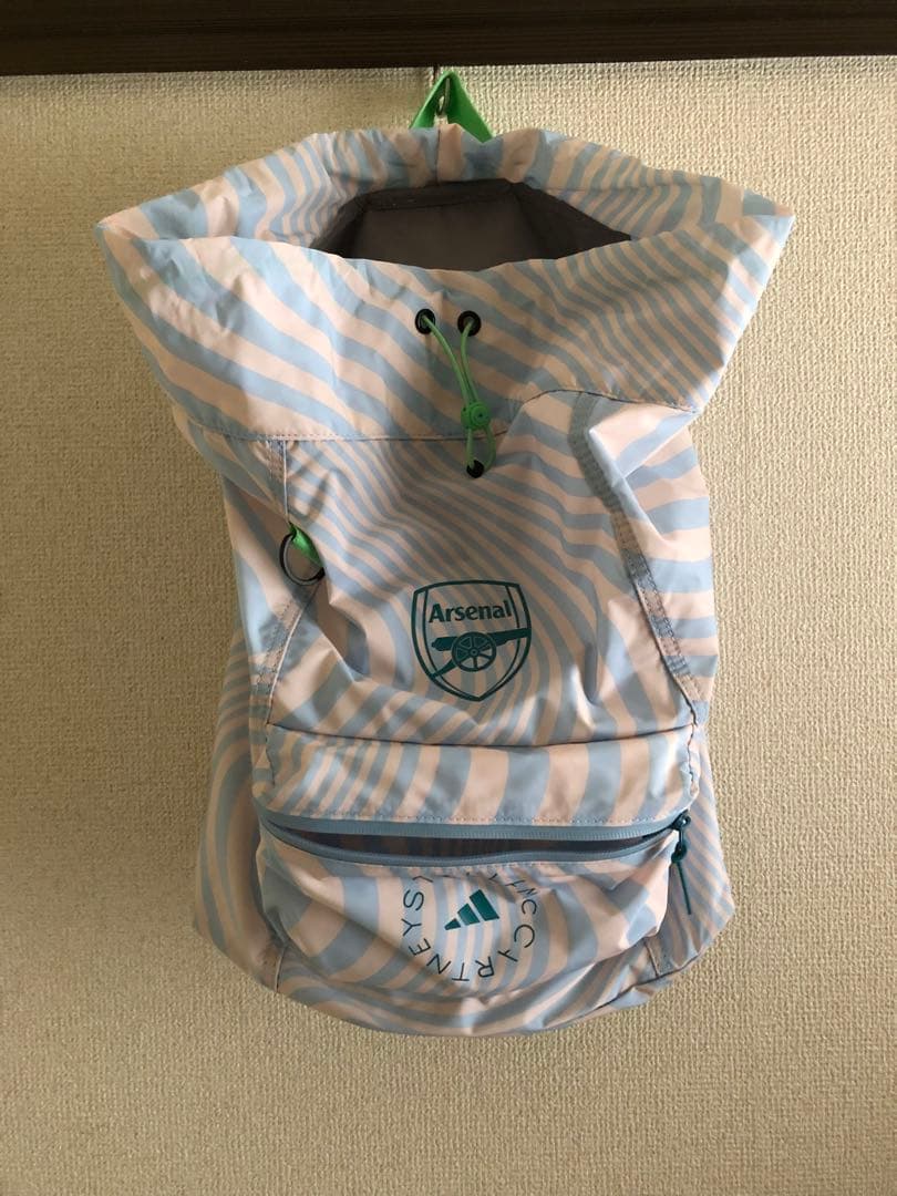 アーセナル ドローストリングバックパック 水色ストライプ　ステラマッカートニー