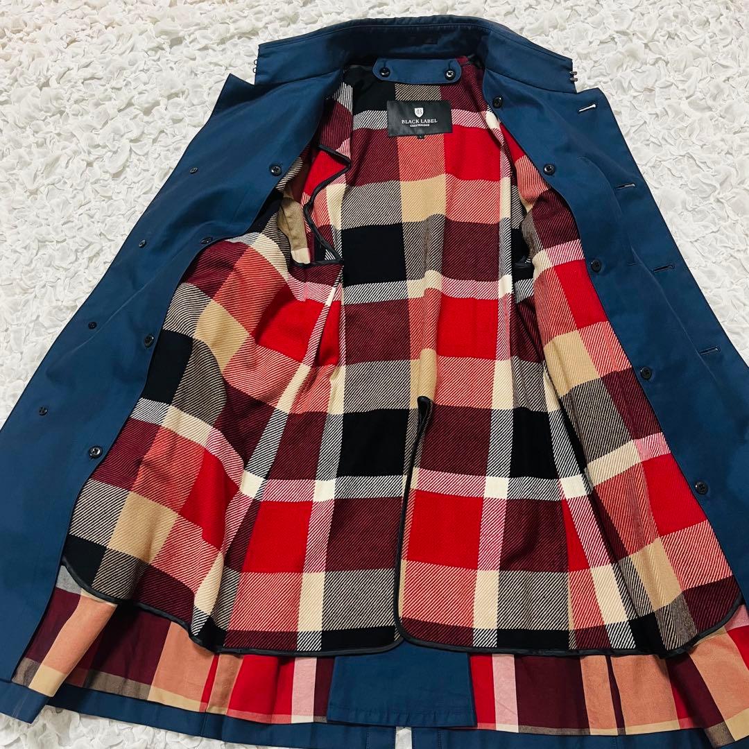 ブラックレーベルクレストブリッジ ノバチェック トレンチコート L紺ステンカラー